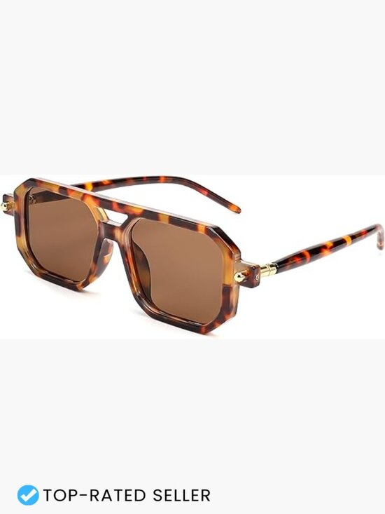Vintage Square 70s Flat Aviator Sunglasses Retro Stylish Frame UV400 Protection main image 5